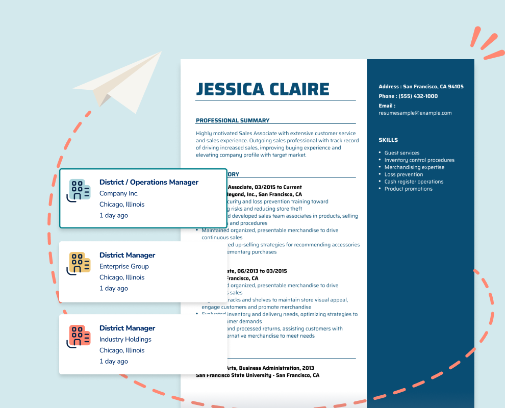 Resume with recommended job matches